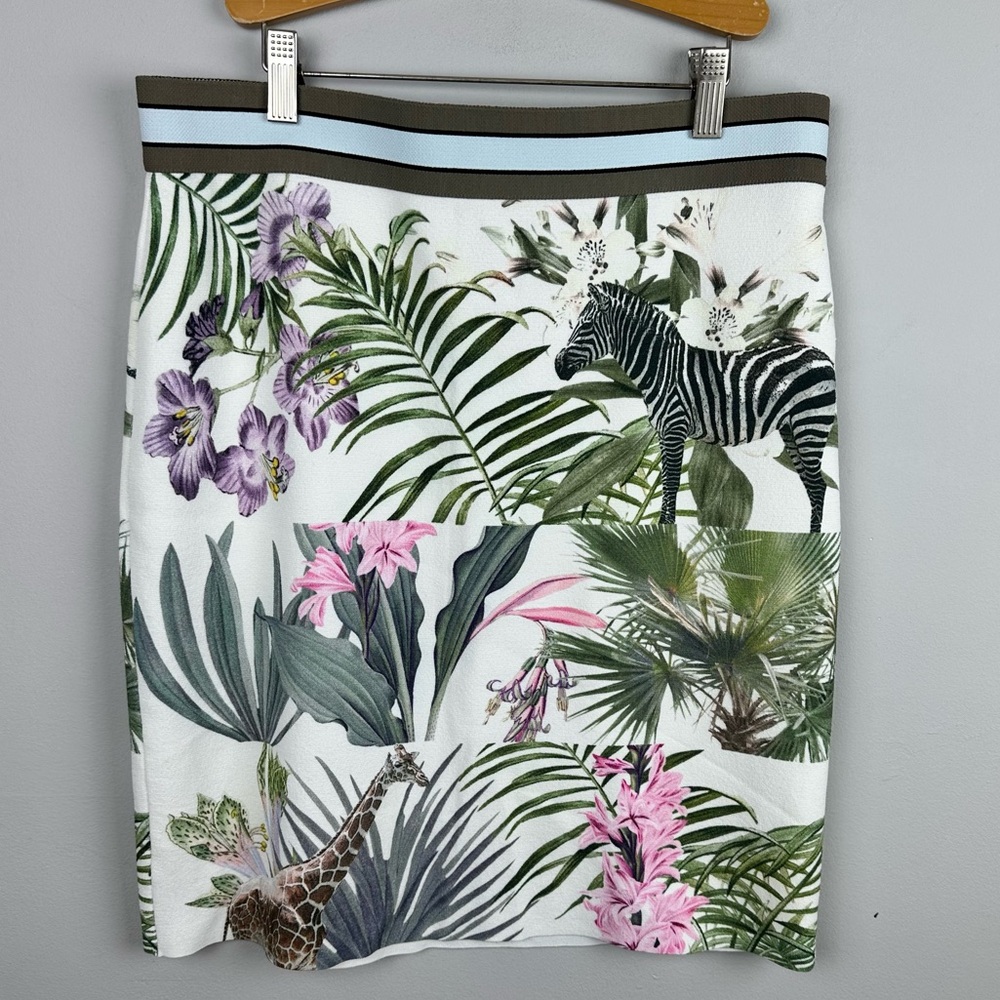 Marc Cain Floral Jungle Animal Print Knit Skirt sz 4
